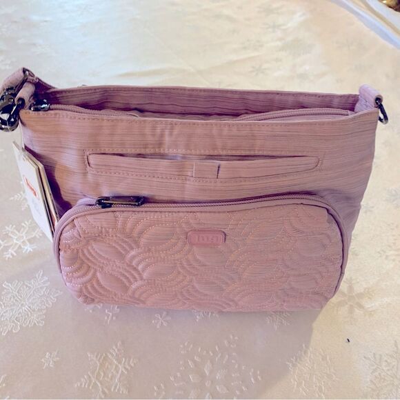 NWT Lug Crossbody Handbag Samba Lilac Quilted 2 Straps Many Compartments - Picture 1 of 16